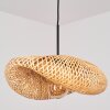 Bauro Bambus Pendelleuchte, gewölbter naturfarbener Bambusschirm, Länge 50 cm
