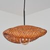 Bauro Bambus Hängeleuchte mit naturbraunem Geflecht-Schirm, E27, Länge 40 cm