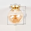 Gastor Deckenleuchte Glas-Kugel, bernsteinfarbener Glasschirm, E27 Retro