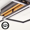 Flache LED Deckenleuchte Velani mit Rahmen und Holzlamellen, 3000 Kelvin warmweiß