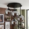 Gastor 4-flammige Deckenleuchte Rauchglas Kugel mit E14 Fassung für Wohnzimmer