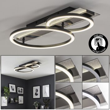 LED Ring-Deckenleuchte Kordex mit Glitzereffekt, Memoryfunktion, 4000 Kelvin neutralweiß