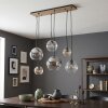 Koyoto Pendelleuchte Esstisch Glas 6-flammig mit Rauchglas-Kugelschirmen