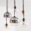 Koyoto Pendelleuchte Esstisch Glas 6-flammig mit Rauchglas-Kugelschirmen