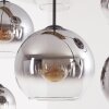 Koyoto Hängeleuchte Holz mit Rauchglas-Kugelschirmen, 6-flammig, ø 15/20/25 cm