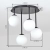 Moderne Cluster-Deckenleuchte Chehalis mit 4 weißen Glasschirmen ø 15 cm, G9-Fassung