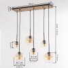 Koyoto Pendelleuchte für Esstisch, 6-flammig, Glasschirme Ø 15/20 cm, Bernstein-Klar