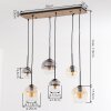 Koyoto Glas Pendelleuchte 6-flammig mit Kiefernholz naturfarben, E27