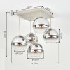 Koyoto Deckenleuchte mit Rauchglas-Kugeln, 5-flammig, E14, sandfarben modern