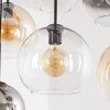 Koyoto Glas-Hängeleuchte 6-flammig, E27, Glaskugeln Ø 20/25 cm in Bernstein-Klar-Rauch