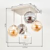 Retro-Kugelleuchte Gastor mit 5 Glasschirmen in Klar, Bernstein und Rauch, ø 15 cm, E14