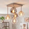 Gastor Retro Glaskugel-Deckenleuchte mit mehrfarbigen Glasschirmen, 5-flammig