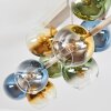 10-flammige Kugelleuchte Koyoto mit bunten Glasschirmen in Cluster-Anordnung
