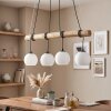 Holzstab-Hängeleuchte Koyoto, 4 weiße Glasschirme, Länge 80 cm, Kabel um den Stab wickelbar