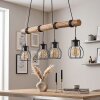 Holzstab-Hängeleuchte Gondo mit schwarzen Käfigschirmen, für den Esstisch, Kabel wickelbar