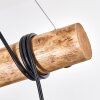 Koyoto Holzstamm Pendelleuchte 5-flammig, weiße Glasschirme Ø 15 cm, Länge 100 cm