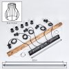 Gondo Holzstab Leuchte Pendelleuchte aus Eukalyptusholz mit Metallkäfig-Schirmen