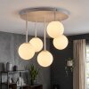 Kugelleuchte Chehalis, moderne Cluster-Anordnung mit 5 weißen Glasschirmen, G9-Fassung