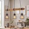 Pendelleuchte Gondo mit Holzstab, 3 schwarze Käfigschirme, Kabel wickelbar, Länge 60 cm