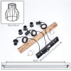 Pendelleuchte Gondo mit Holzstab, 3 schwarze Käfigschirme, Kabel wickelbar, Länge 60 cm