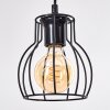 Pendelleuchte Gondo mit Holzstab, 3 schwarze Käfigschirme, Kabel wickelbar, Länge 60 cm