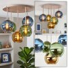 Koyoto Kugel-Deckenlampe mit bunten Glasschirmen, 5-flammig, E14 fürs Wohnzimmer