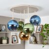 Koyoto Kugel-Deckenlampe mit bunten Glasschirmen, 5-flammig, E14 fürs Wohnzimmer