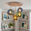 Koyoto Kugel-Deckenlampe mit bunten Glasschirmen, 5-flammig, E14 fürs Wohnzimmer