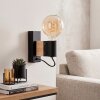 Lemou Wandleuchte Holz Metall E27, naturfarbener Holzblock für Wohnzimmer