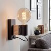 Lemou Wandleuchte Holz Metall E27, naturfarbener Holzblock für Wohnzimmer