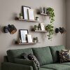 Tallaboa Wandspot mit Schalter, 2er-Set, goldfarbener Stoff-Lampenschirm mit Muster
