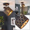 Alsen Deckenleuchte mit Stoff-Lampenschirm mit Muster, Goldschirm, Lichtspiel