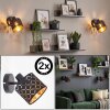 Tallaboa Wandleuchte 2er Set mit gold-schwarzem Stoff-Lampenschirm mit Muster