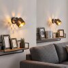 Tallaboa Wandleuchte 2er Set mit gold-schwarzem Stoff-Lampenschirm mit Muster
