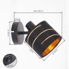 Wandspot Alsen 2er-Set mit gold-schwarzem Stoffschirm, symmetrischen Schlitzen, dreh-/schwenkbar