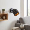 Alsen Wandlampe mit Stoffschirm, goldfarbene Schlitze, verstellbares Leselicht