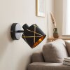 Opatija Wandleuchte mit schwarz-goldenem Stoffschirm, verstellbarer Wandspot