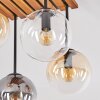 Gastor Deckenleuchte aus Holz und Glas mit Kugelschirmen, 4-flammig, Boho