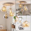 Cluster-Deckenleuchte Koyoto, 4 Glasschirme in Bernstein, Chrom, Klar und Rauch