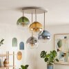 Moderne Kugelleuchte Koyoto mit 4 bunten Glasschirmen, ø 15 cm, ø 38 cm, E14-Fassung