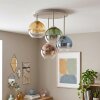 Moderne Kugel-Deckenleuchte Koyoto mit 4 bunten Glasschirmen, ø 15 cm, E14