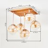 Gastor Deckenleuchte mit bernstein-klaren Kugel-Glasschirmen Ø 15 cm, 5-flammig