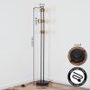 Moderne Stehlampe Voril mit drei naturfarbenen Holzfassungen und Metallbügeln