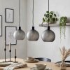 Cluster-Hängeleuchte Nolen, 3 Rauchglasschirme, Länge 105,5 cm, höhenverstellbar bei Montage