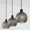 Cluster-Hängeleuchte Nolen, 3 Rauchglasschirme, Länge 105,5 cm, höhenverstellbar bei Montage
