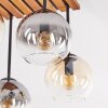 Koyoto Tannenholz-Deckenleuchte mit mehrfarbigen Kugel-Glasschirmen, 4-flammig