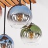 Koyoto Deckenleuchte mit bunten Glasschirm-Kugeln, Tannenholz, 4-flammig
