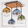 Koyoto 4-flammige Deckenleuchte mit bunten Glasschirmen ø 15 cm, Tannenholz