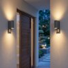 Kingstown Außenwandleuchte mit Bewegungsmelder IP44, GU10, 2er Set, Up-Down-Licht