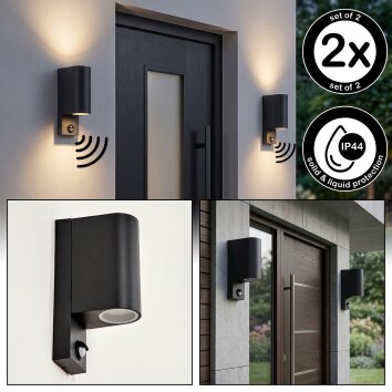 Kingstown Außenwandleuchte mit Bewegungsmelder IP44, GU10, 2er Set, Up-Down-Licht